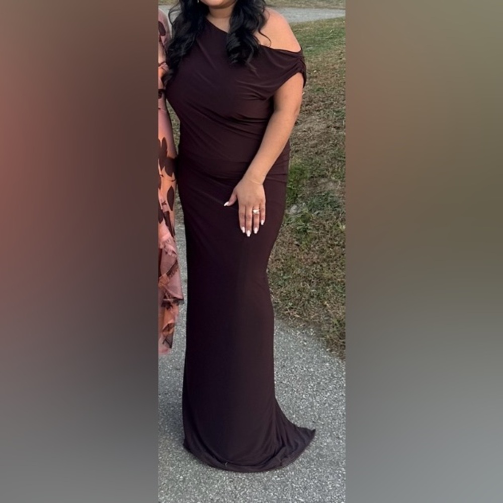 Brown asymmetrical dress